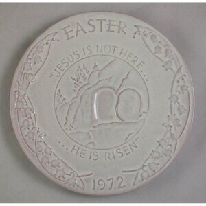 Frankoma Pottery 1972 Easter Plate Jesus Is Not Here Oral Roberts Assoc. Tulsa